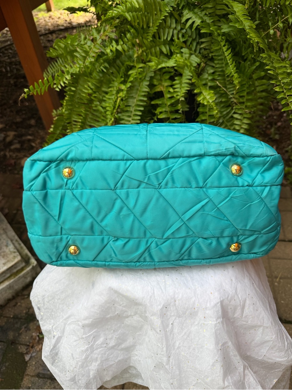 PRADA TURQUOISE QUILTED WITH COA CARD DUSTBAG AND LONG STRAP - Picture 6 of 16